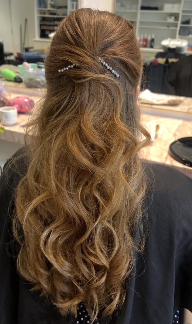 Romantic bridal hair styling